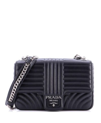 Pre-Owned Prada Large Chain Flap Shoulder Bag Diagramme Quilted Leather