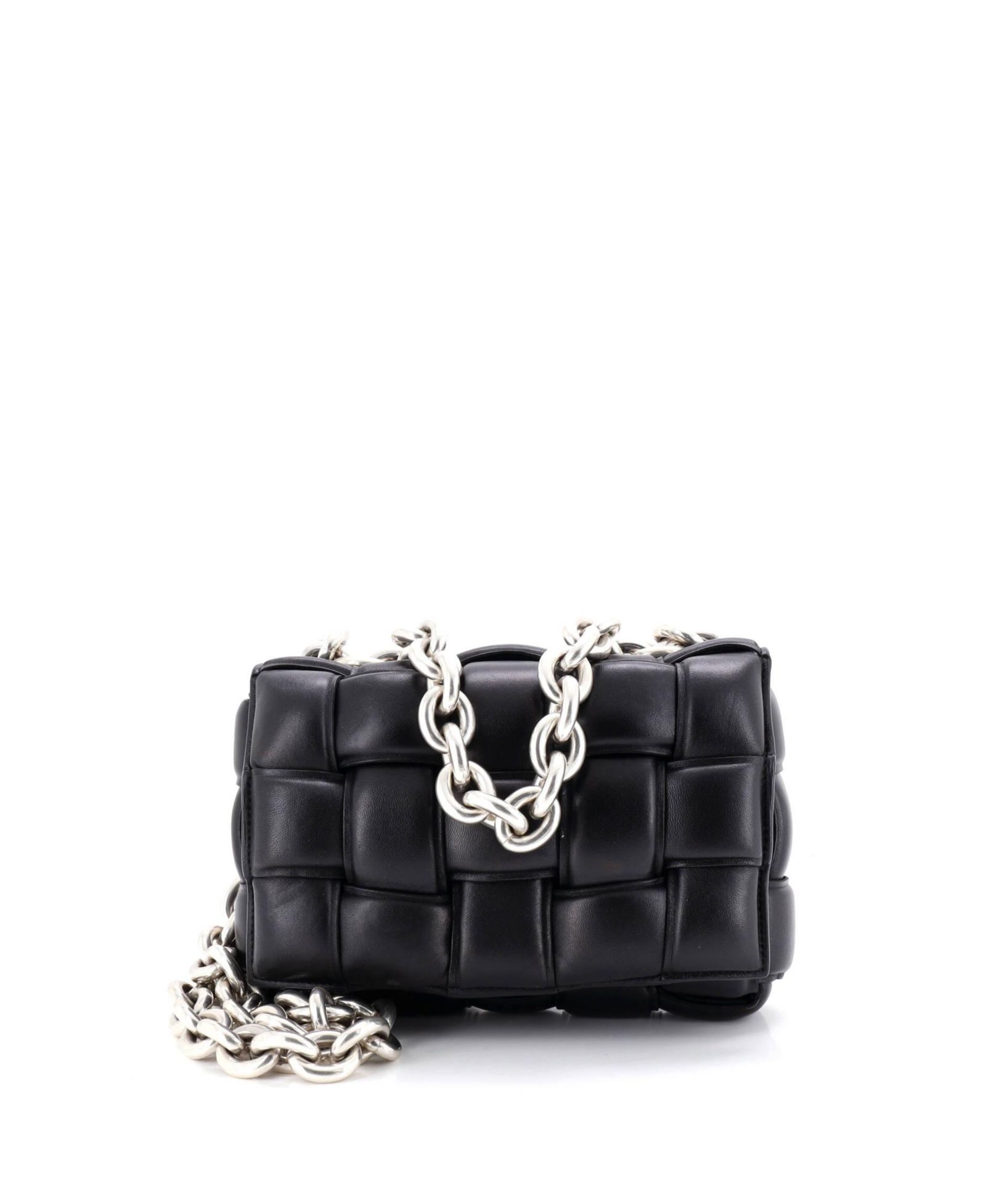 Pre-Owned Bottega Veneta Cassette Chain Crossbody Bag Padded Maxi Intrecciato Leather