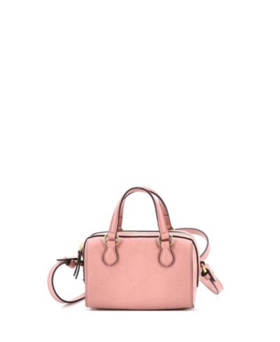Gucci Super Mini Convertible Boston Bag б/у, кожа с тиснением GG, Jumbo
