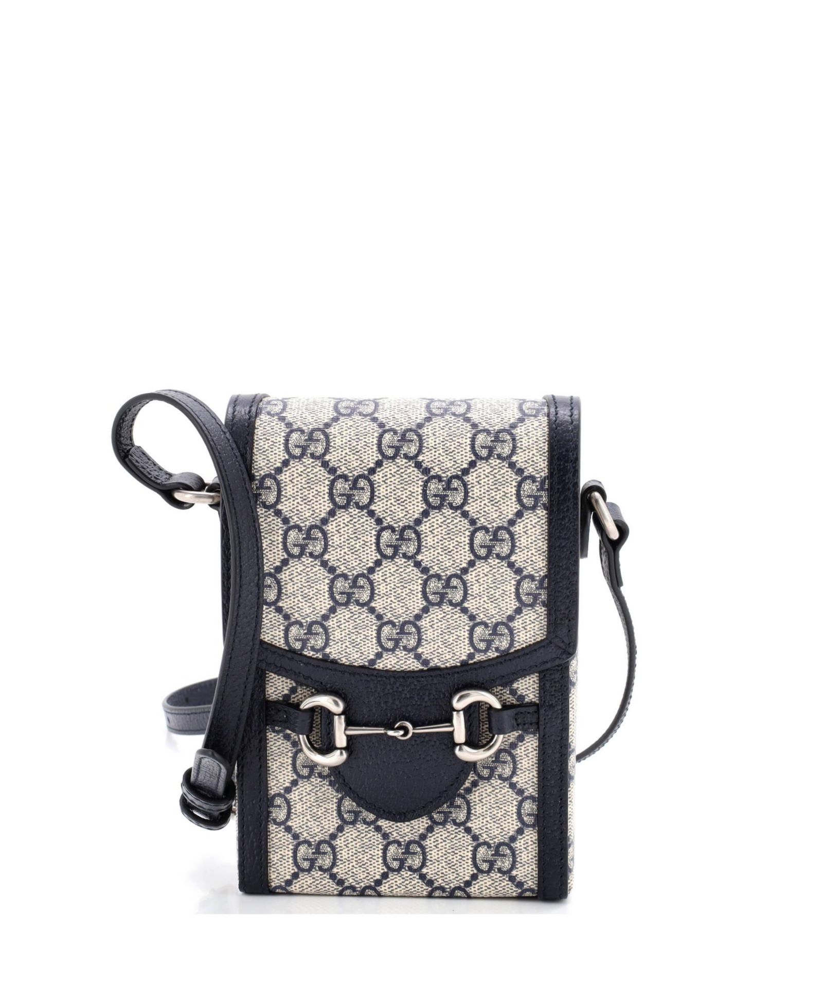 Б/у сумка Gucci Mini Horsebit 1955 через плечо из лакированного канваса GG с кожаной отделкой