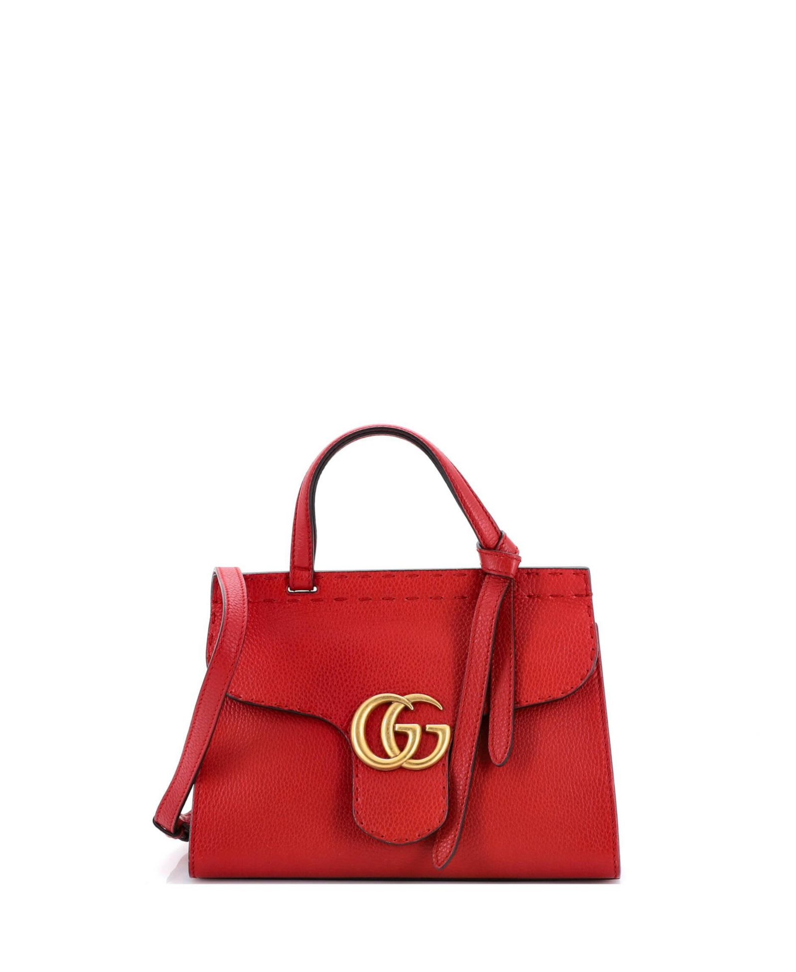 Pre-Owned Gucci Mini GG Marmont Top Handle Bag Leather