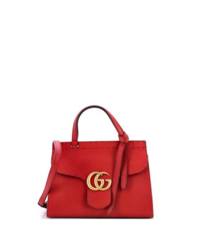 Pre-Owned Gucci Mini GG Marmont Top Handle Bag Leather