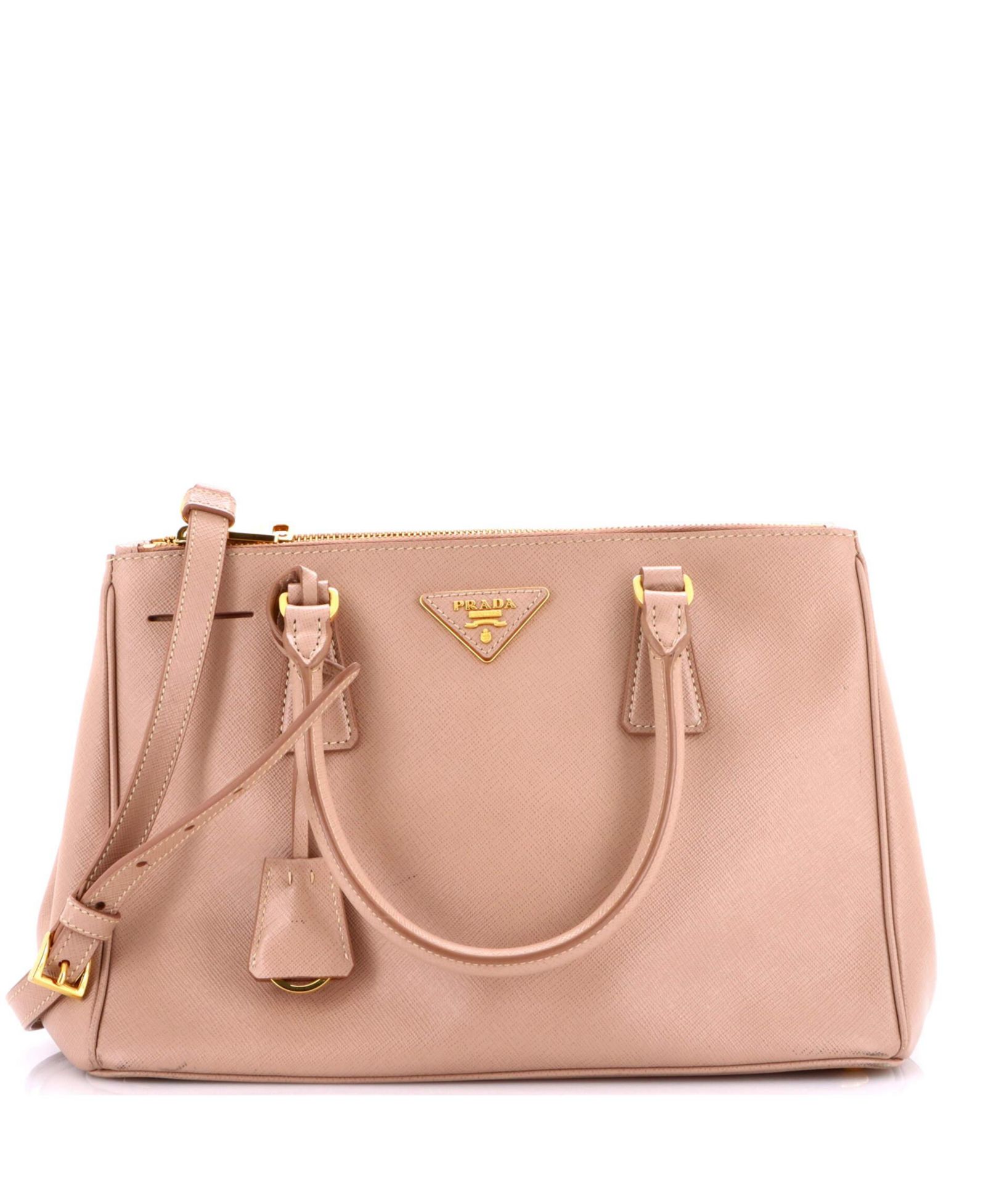 Prada б/у средняя сумка Lux Tote Double Zip из кожи Saffiano