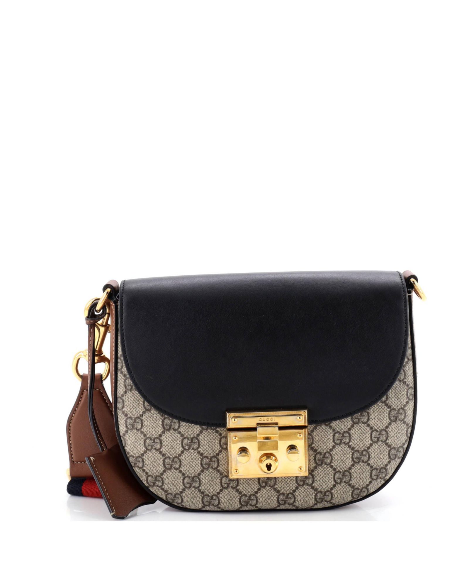 Сумка через плечо Gucci Medium Padlock Saddle б/у из прорезиненного полотна и кожи