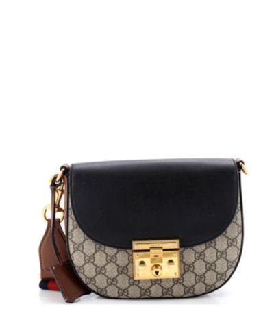 Сумка через плечо Gucci Medium Padlock Saddle б/у из прорезиненного полотна и кожи