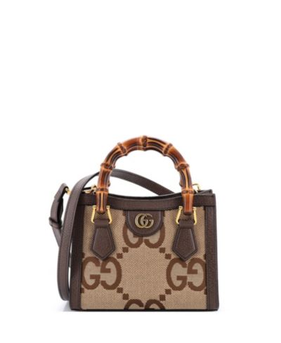 Pre-Owned Gucci Mini Diana NM Bamboo Handle Tote Jumbo GG Canvas