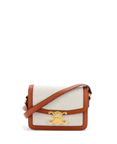 Pre-Owned Celine Teen Triomphe Shoulder Bag Canvas with Leather