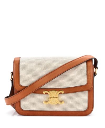 Pre-Owned Celine Medium Triomphe Shoulder Bag Canvas with Leather