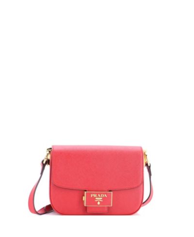 Pre-Owned Prada Small Embleme Flap Bag Saffiano Leather