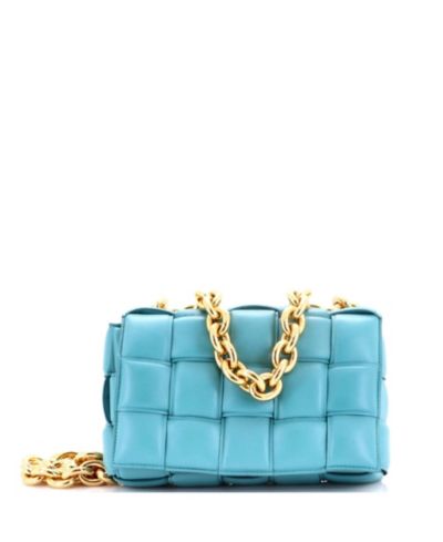 Pre-Owned Bottega Veneta Cassette Chain Crossbody Bag Padded Maxi Intrecciato Leather