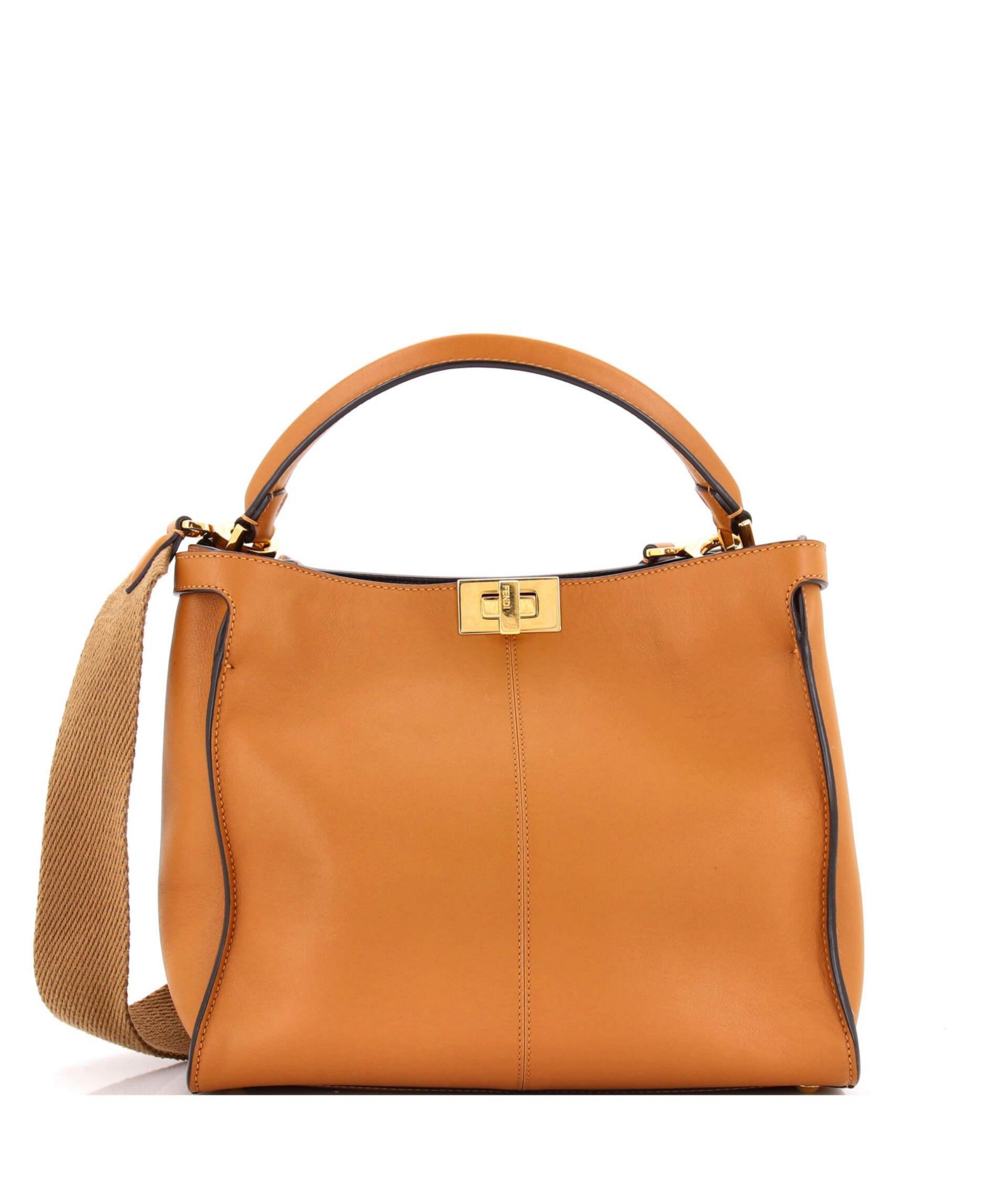 Pre-Owned Fendi Medium Peekaboo X-Lite Bag Leather with Shearling Interior