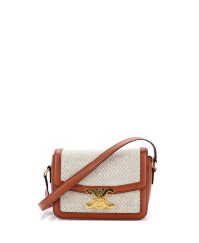 Pre-Owned Celine Teen Triomphe Shoulder Bag Canvas with Leather