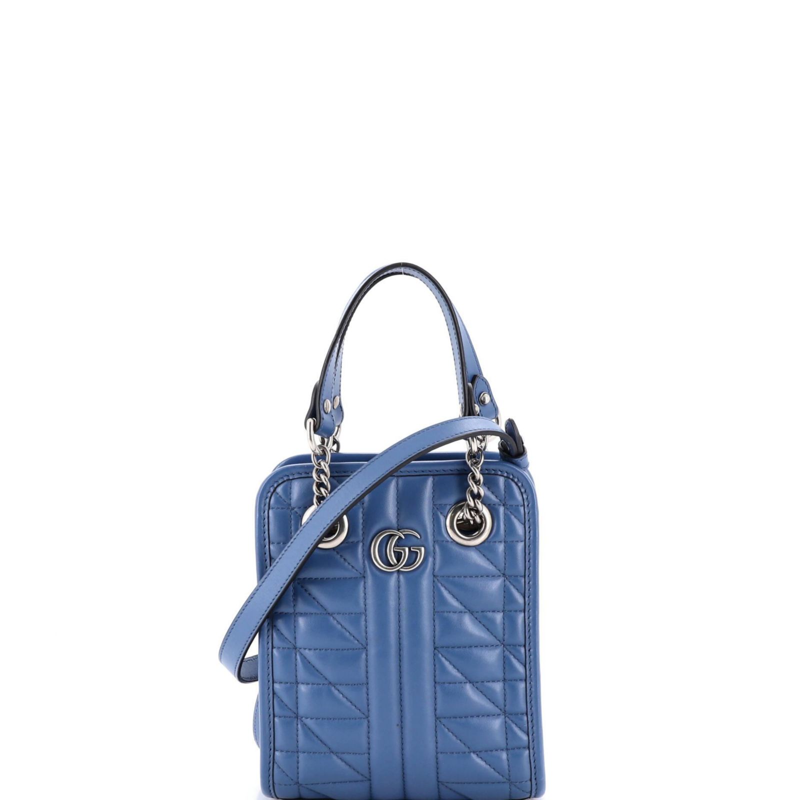 Pre-Owned Gucci Mini GG Marmont Handle Crossbody Bag Matelasse Leather