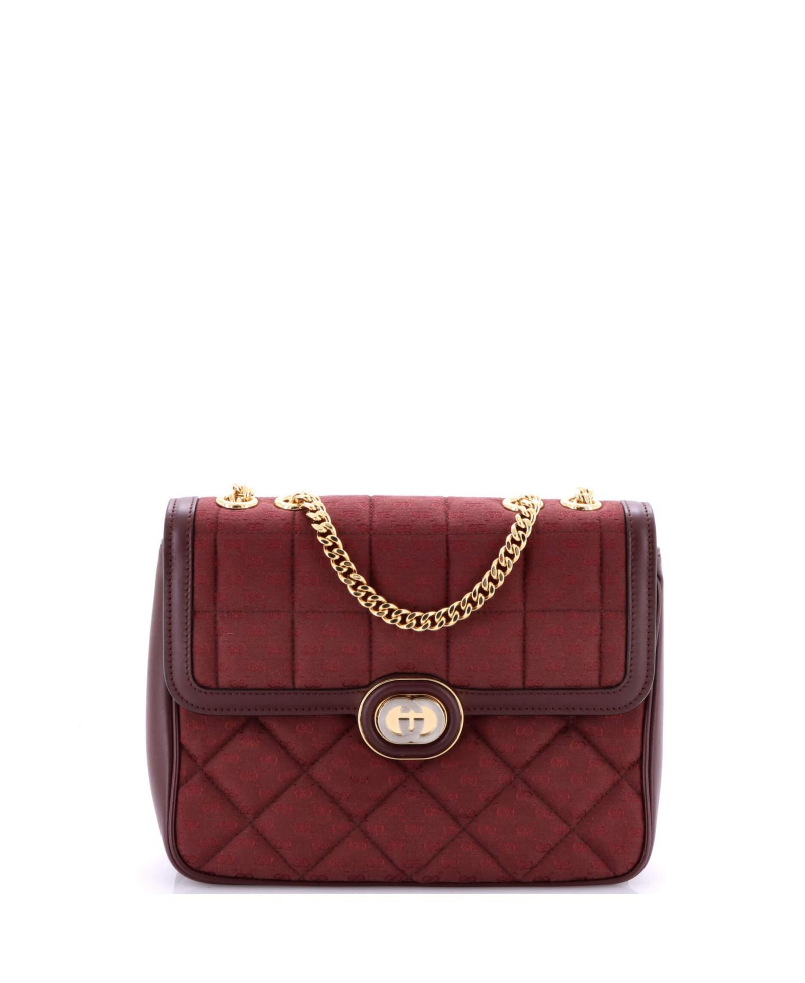 Gucci сумка Small Deco Chain Flap, мини GG Canvas и кожа