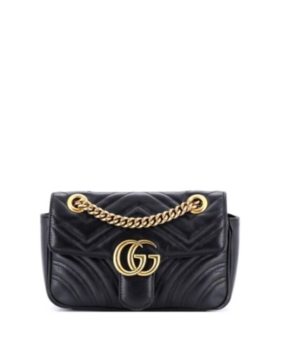Pre-Owned Gucci Small GG Marmont Flap Bag Matelasse Leather