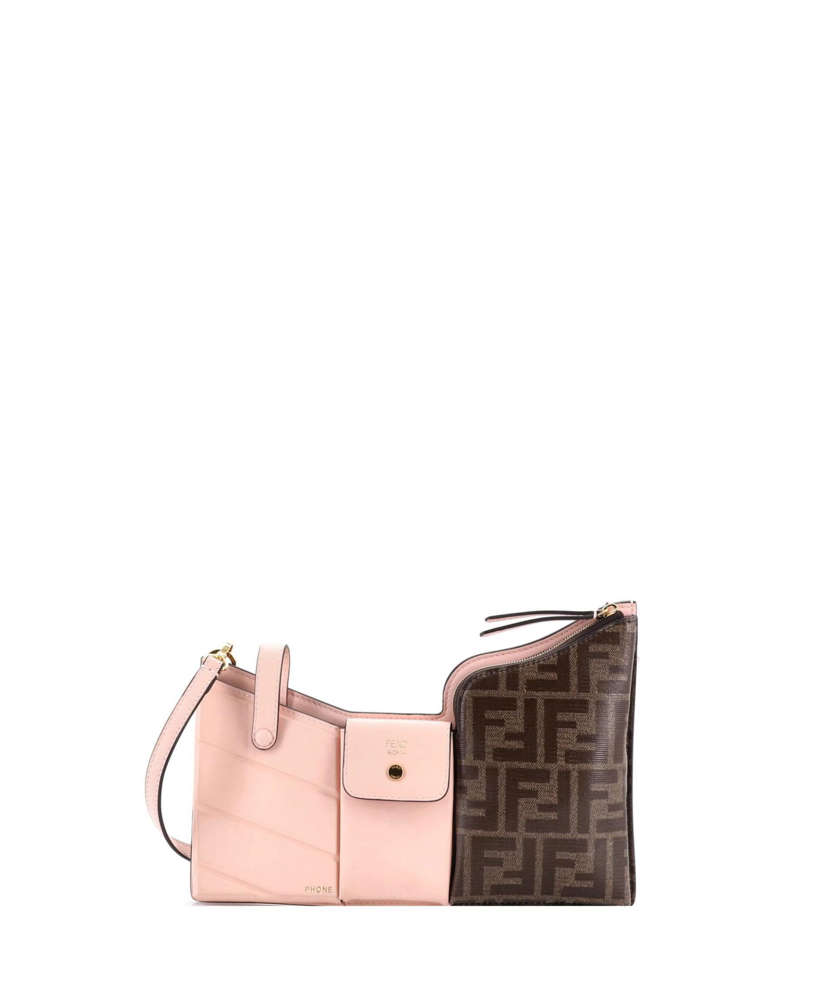 Б/у сумка Fendi Mini Bustine 3 Pockets Crossbody Bag Leather and Zucca Coated Canvas