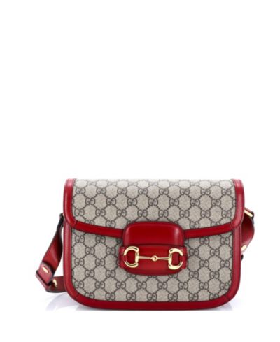 Pre-Owned Gucci Small Horsebit 1955 Shoulder Bag GG Coated Canvas with Leather