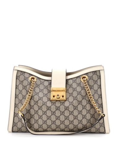 Брендовая сумка Gucci Medium Padlock Chain Tote GG Coated Canvas с кожаными элементами (Pre-Owned)
