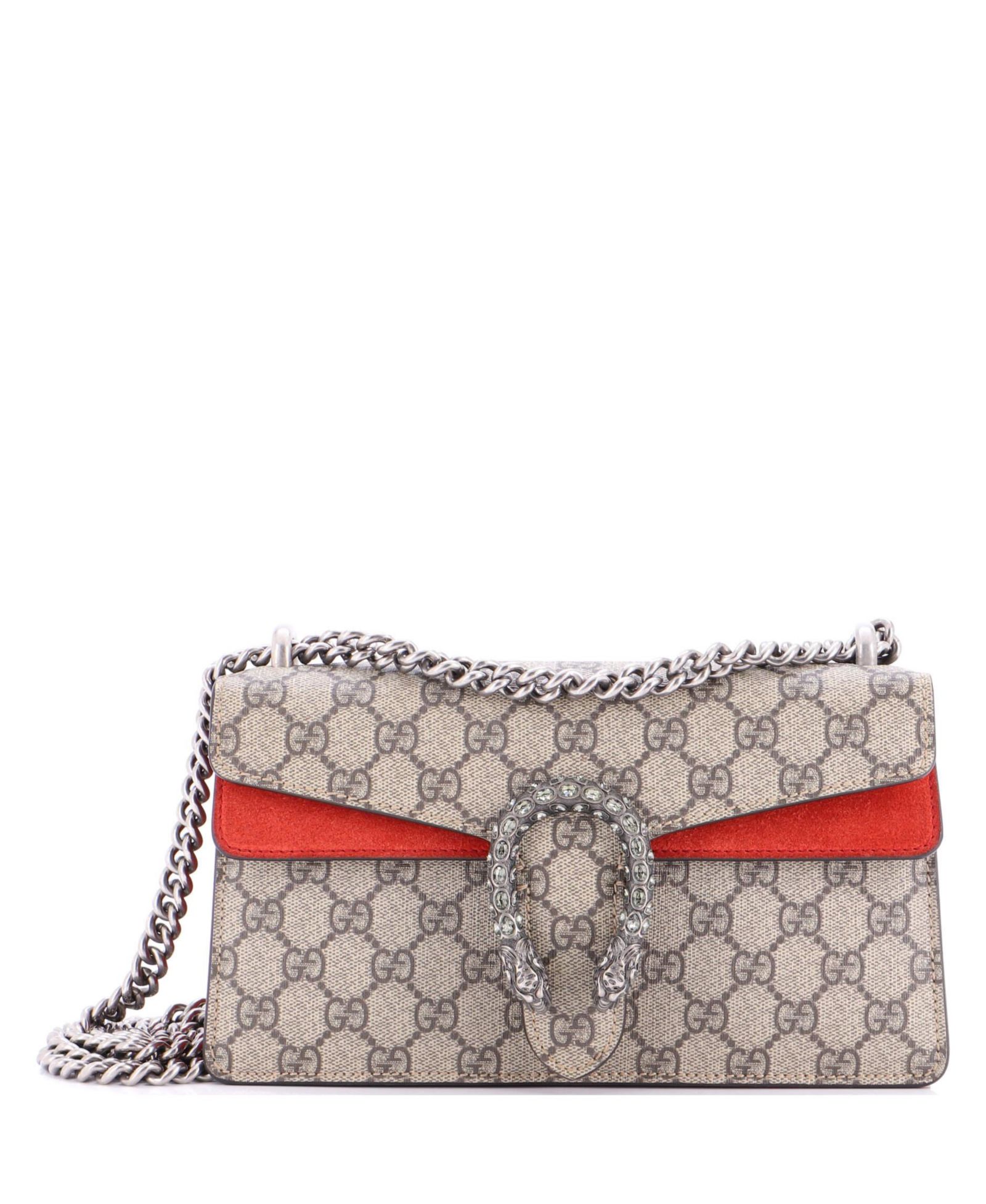 Pre-Owned Gucci Small Dionysus Bag GG Coated Canvas with Crystal Embellished Metal