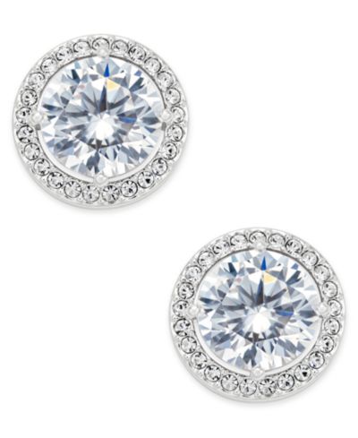Серьги-гвоздики Eliot Danori Silver-Tone Cubic Zirconia Framed