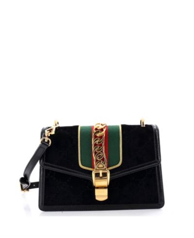 Pre-Owned Gucci Small Sylvie Shoulder Bag GG Velvet