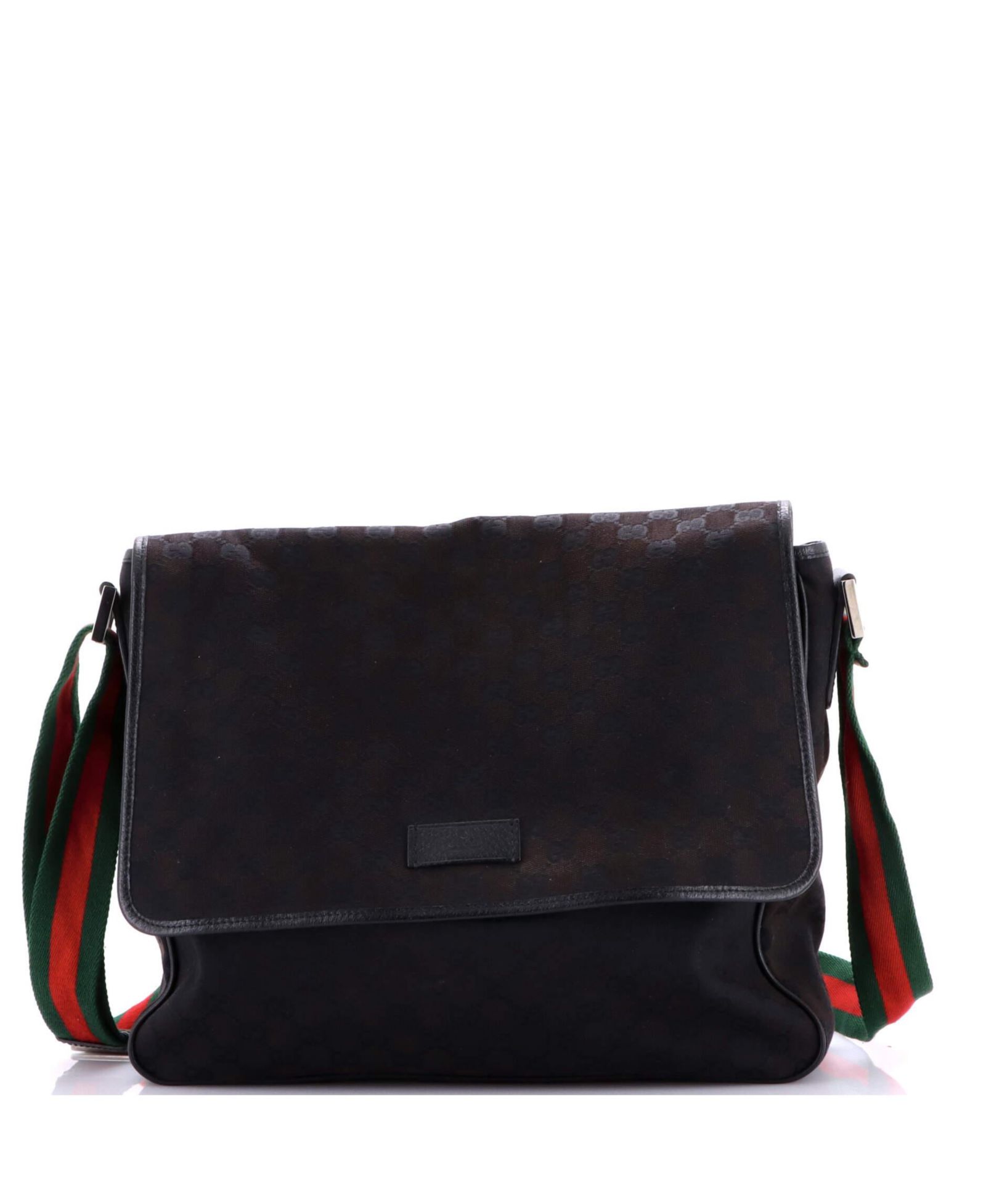 Сумка через плечо Pre-Owned Gucci Medium Web Strap Flap Messenger GG Canvas