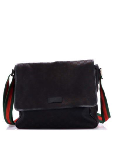 Сумка через плечо Pre-Owned Gucci Medium Web Strap Flap Messenger GG Canvas