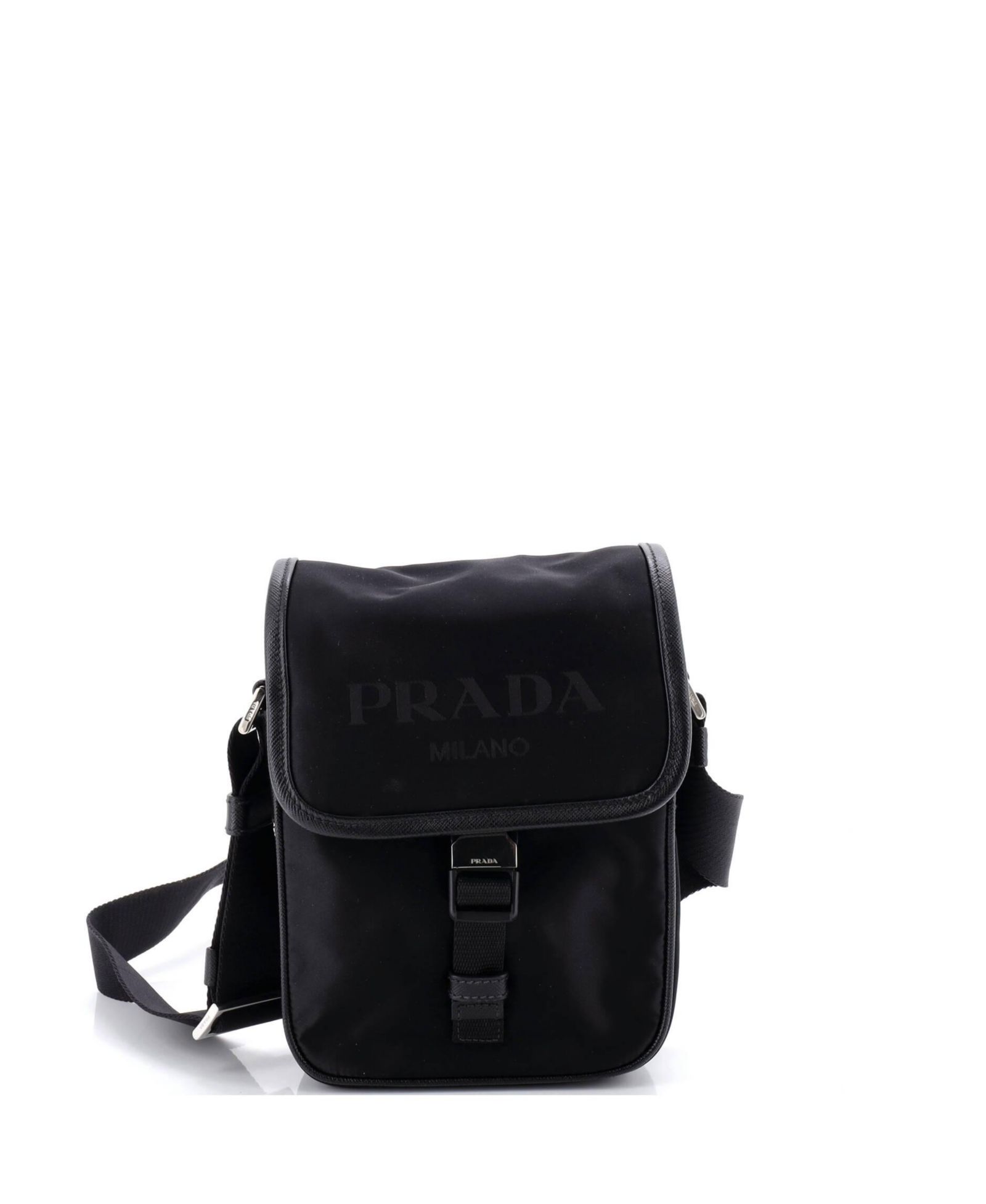Pre-Owned Prada Logo Buckle Messenger Bag Nylon