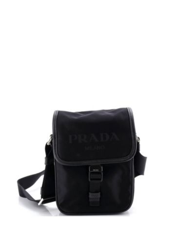 Pre-Owned Prada Logo Buckle Messenger Bag Nylon