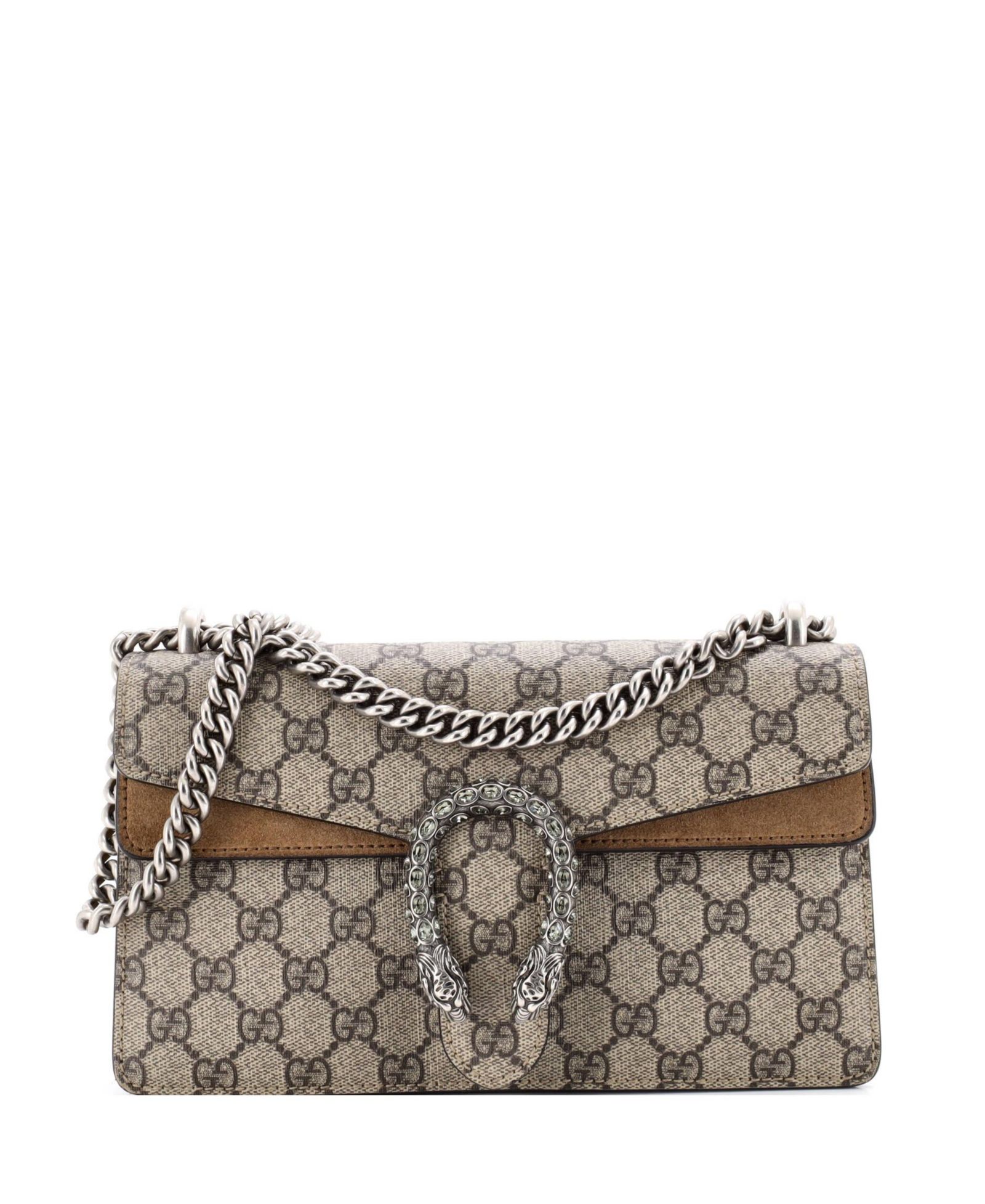 Pre-Owned Gucci Small Dionysus Bag GG Coated Canvas with Crystal Embellished Metal