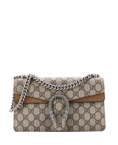 Сумка Gucci Small Dionysus GG, б/у, из полотна с кристаллами