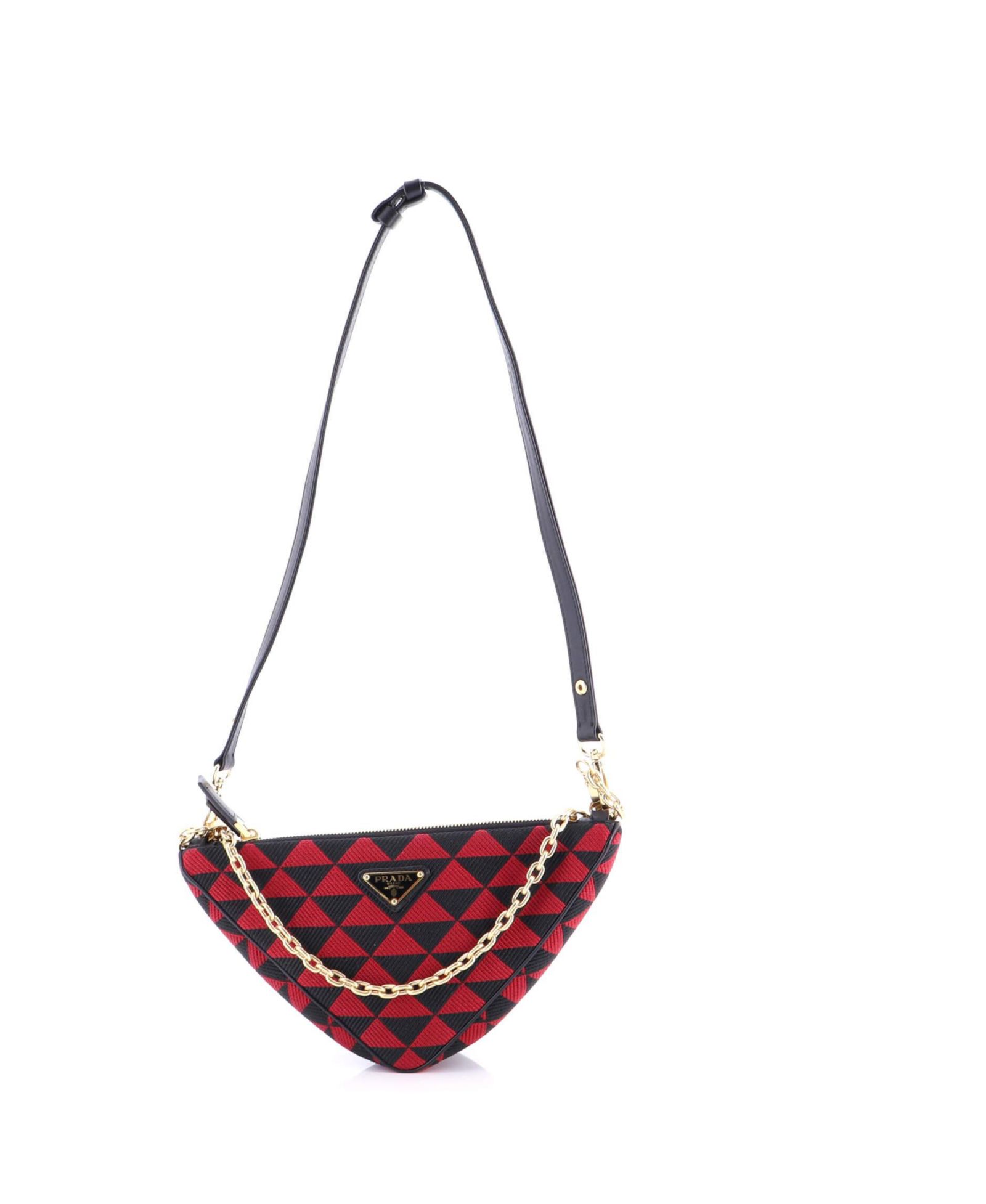 Pre-Owned Prada Mini Double Symbole Triangle Bag Leather and Jacquard