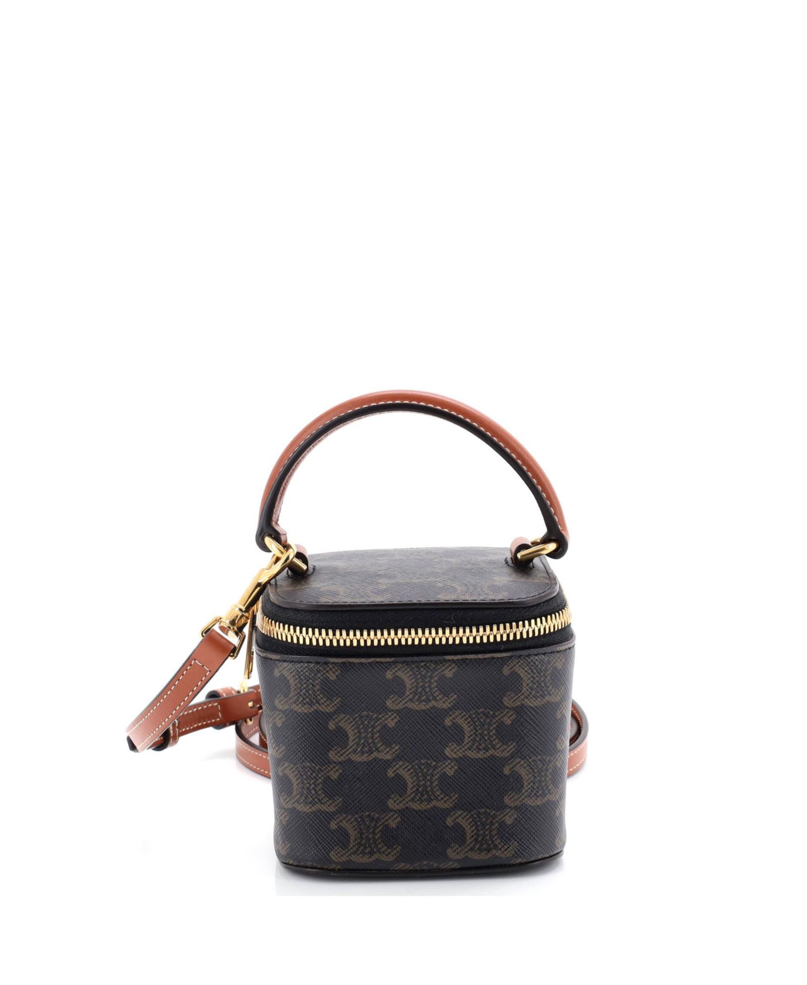 Б/у мини-сумка Celine Top Handle Square Vanity Case Triomphe из лакированной ткани