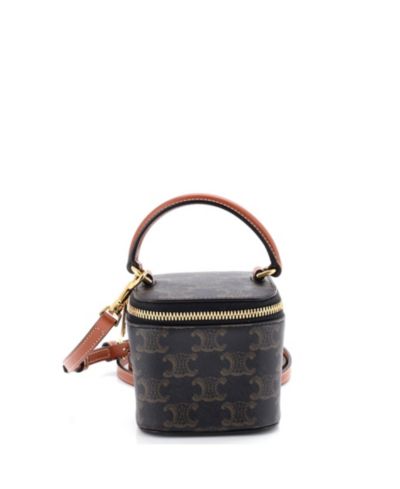 Б/у мини-сумка Celine Top Handle Square Vanity Case Triomphe из лакированной ткани