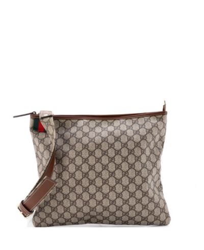 Pre-Owned Gucci Large Web Loop Flat Messenger GG Coated Canvas