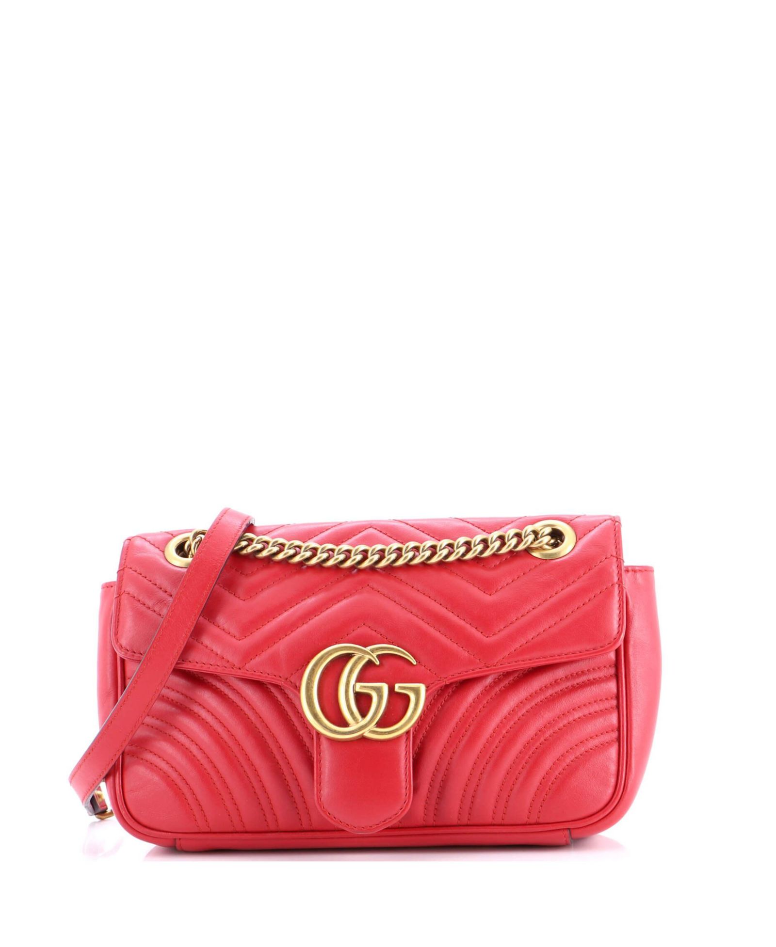 Pre-Owned Gucci Medium GG Marmont Flap Bag Matelasse Leather