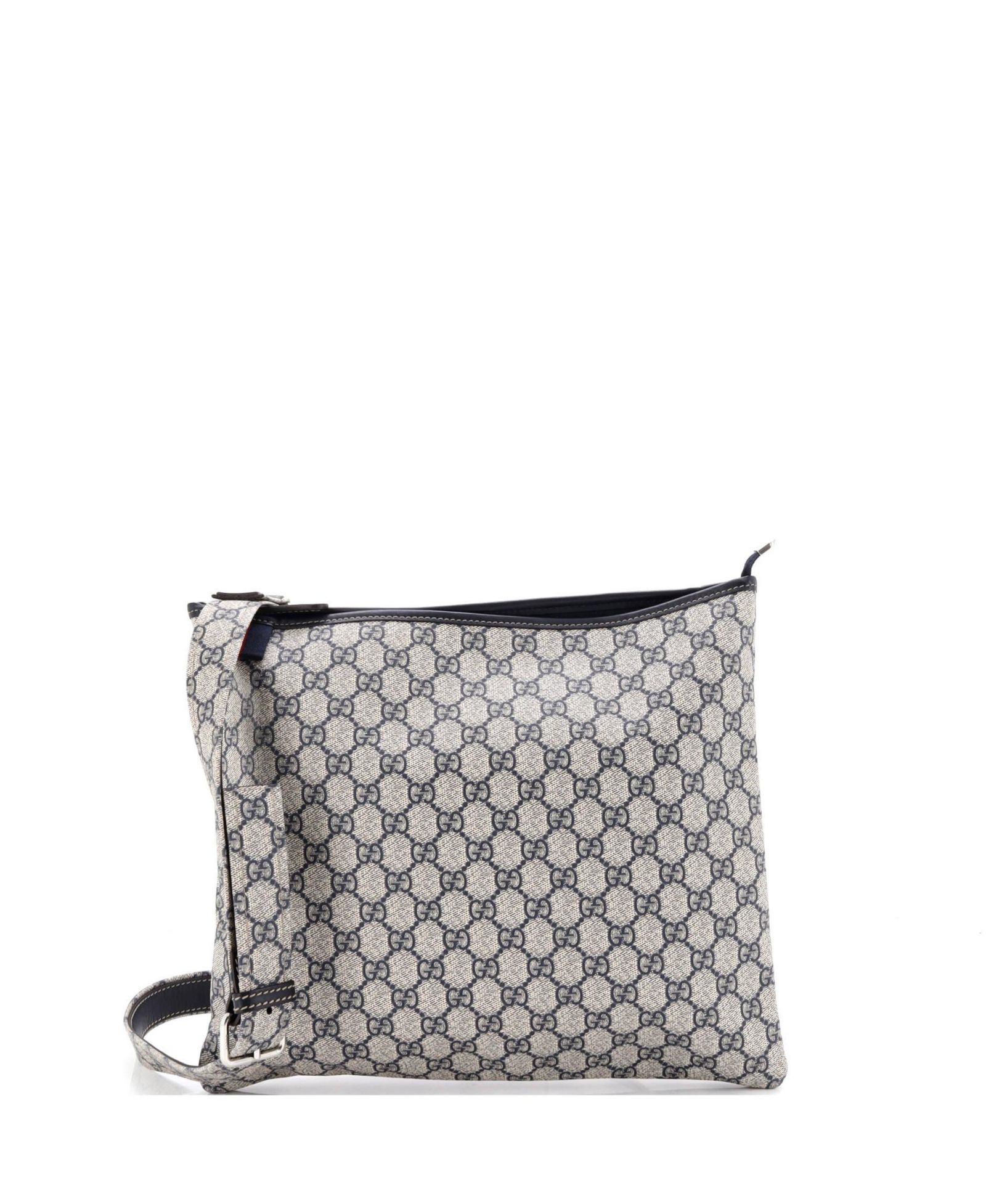 Pre-Owned Gucci Large Web Loop Flat Messenger GG Coated Canvas