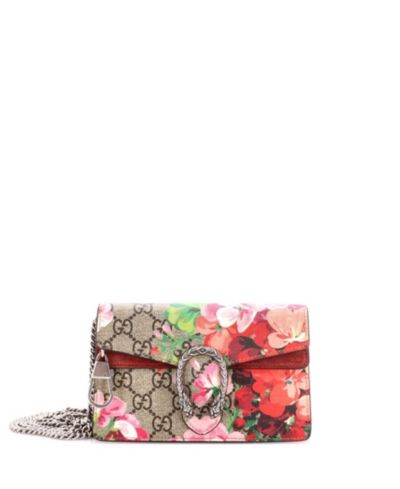 Pre-Owned Gucci Super Mini Dionysus Bag Blooms Print GG Coated Canvas