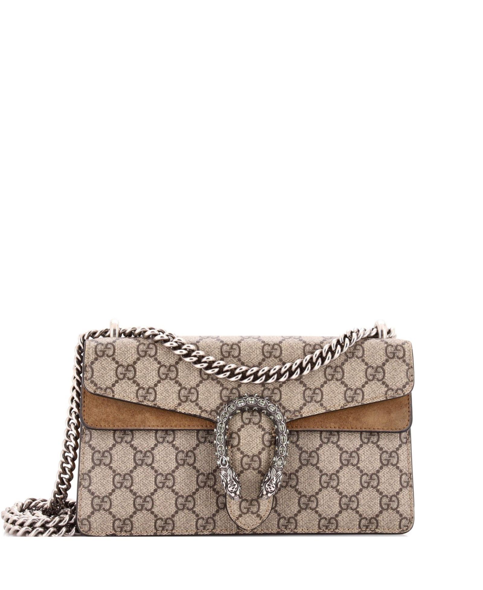 Pre-Owned Gucci Small Dionysus Bag GG Coated Canvas with Crystal Embellished Metal