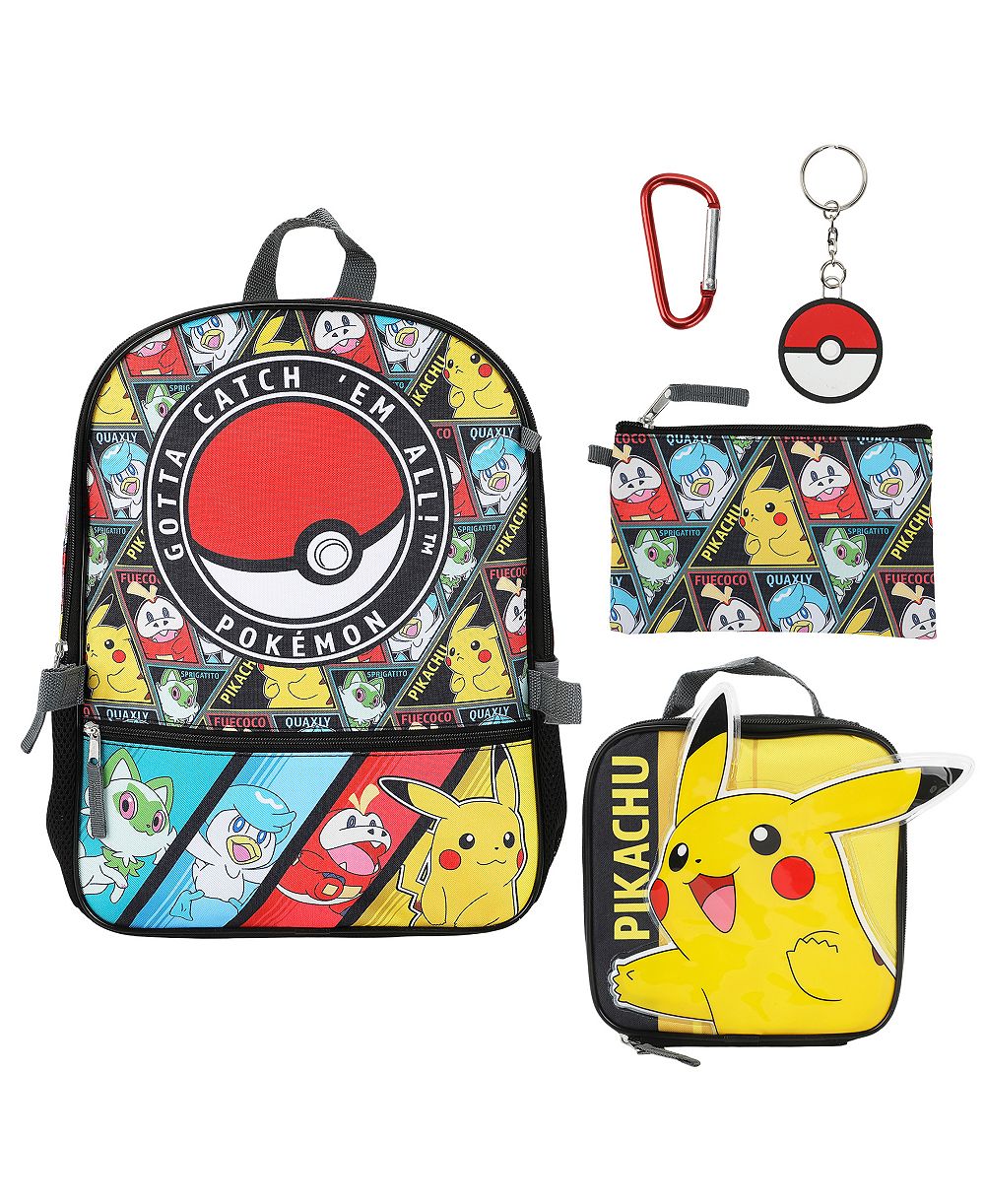Pokemon Детский набор: рюкзак, ланч-бокс, пенал, брелок и карандаш, 5 предметов
