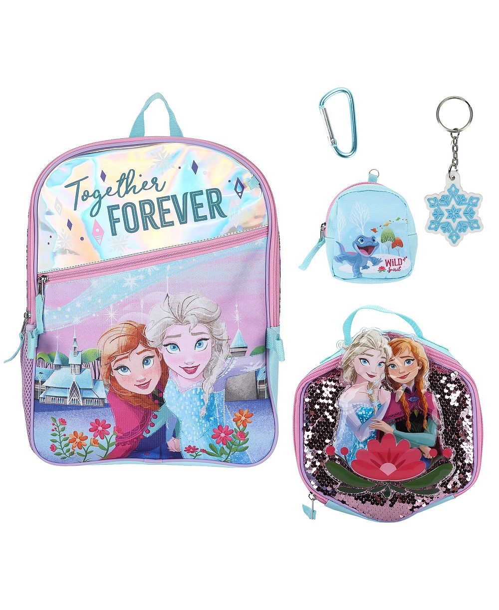 Детский набор из 5 предметов: рюкзак Frozen, ланч-бокс, пенал, брелок и карабин
