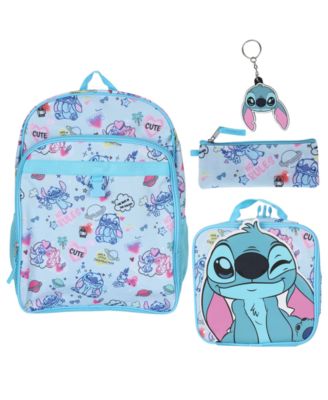 Набор Stitch Boys' and Girls' 4-Piece Set: Backpack, Lunch Kit, Key Chain, Pencil Case