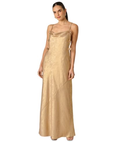Adrianna Women's Foiled Chiffon Cowl Neck Long Dress