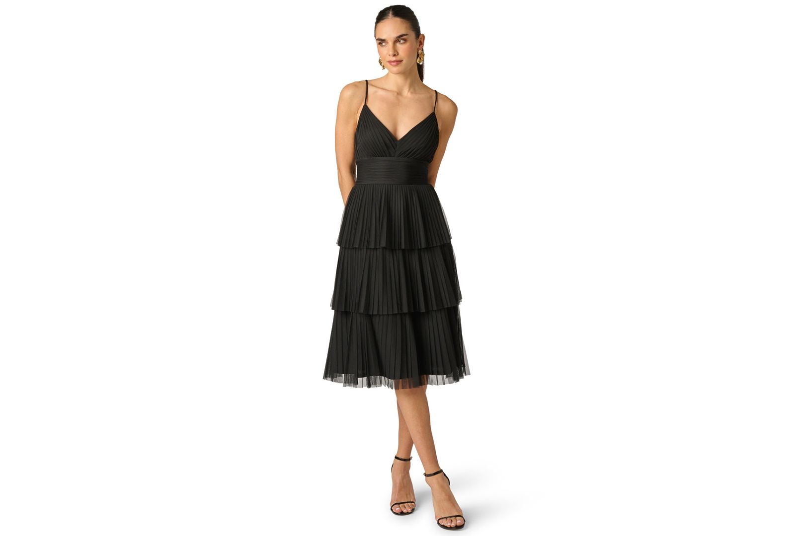 Adrianna Women's V-Neck Mesh Midi Dress