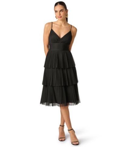 Adrianna Women's V-Neck Mesh Midi Dress