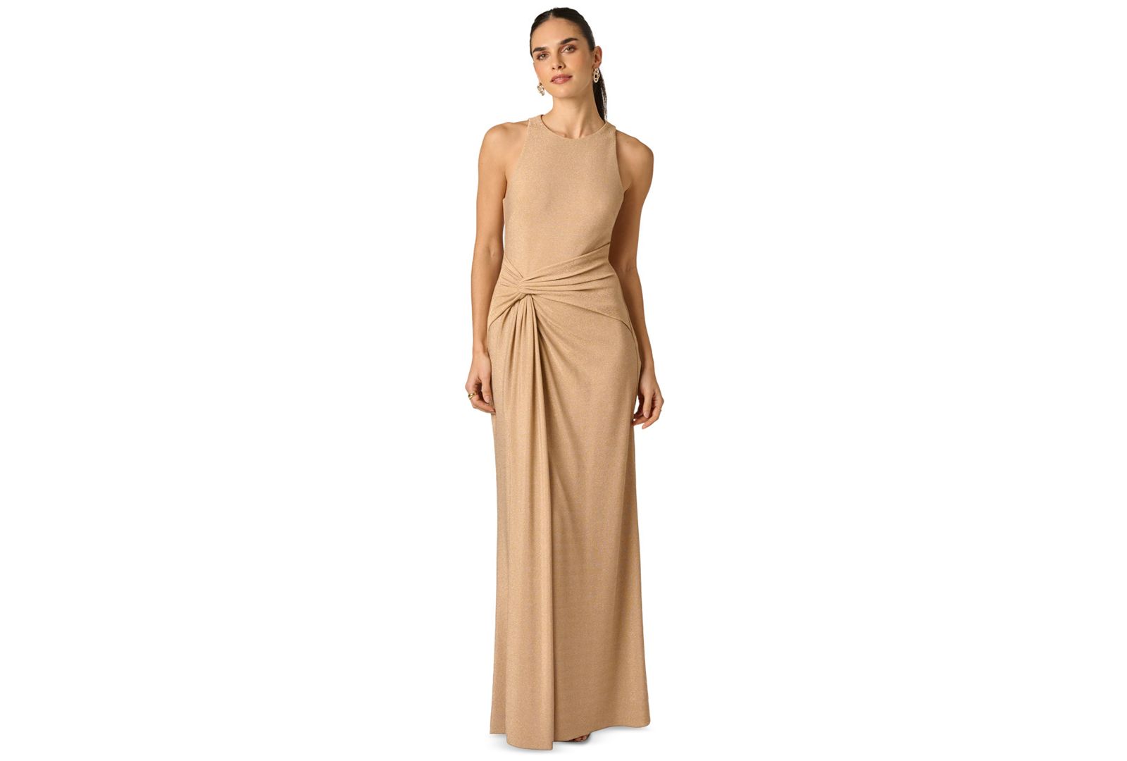 Женское вечернее платье Adrianna Metallic Stretch Knit Draped Gown
