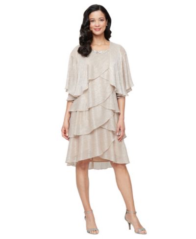 SL Fashions Women's Embellished Crewneck Jacket Dress