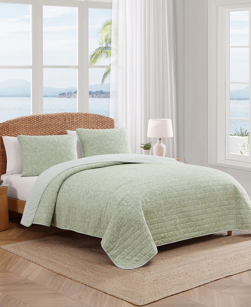Комплект стеганых покрывал Tommy Bahama Home Caicos Isle Cotton Reversible 3-Pc. King