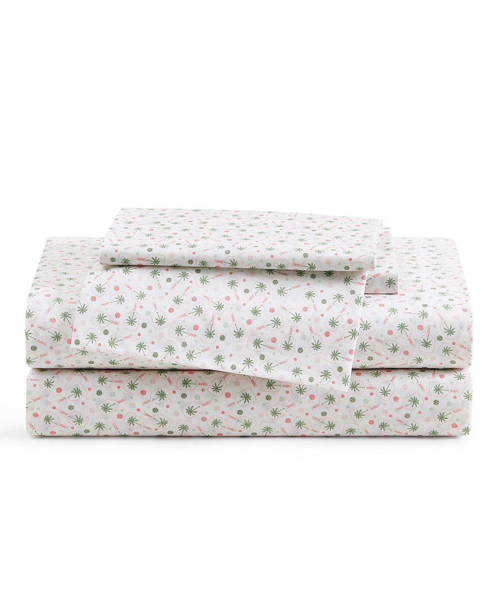 Комплект постельного белья Tommy Bahama Home Pickleball Palm 200-Thread Count Washed Cotton 4-Pc. Sheet Set King