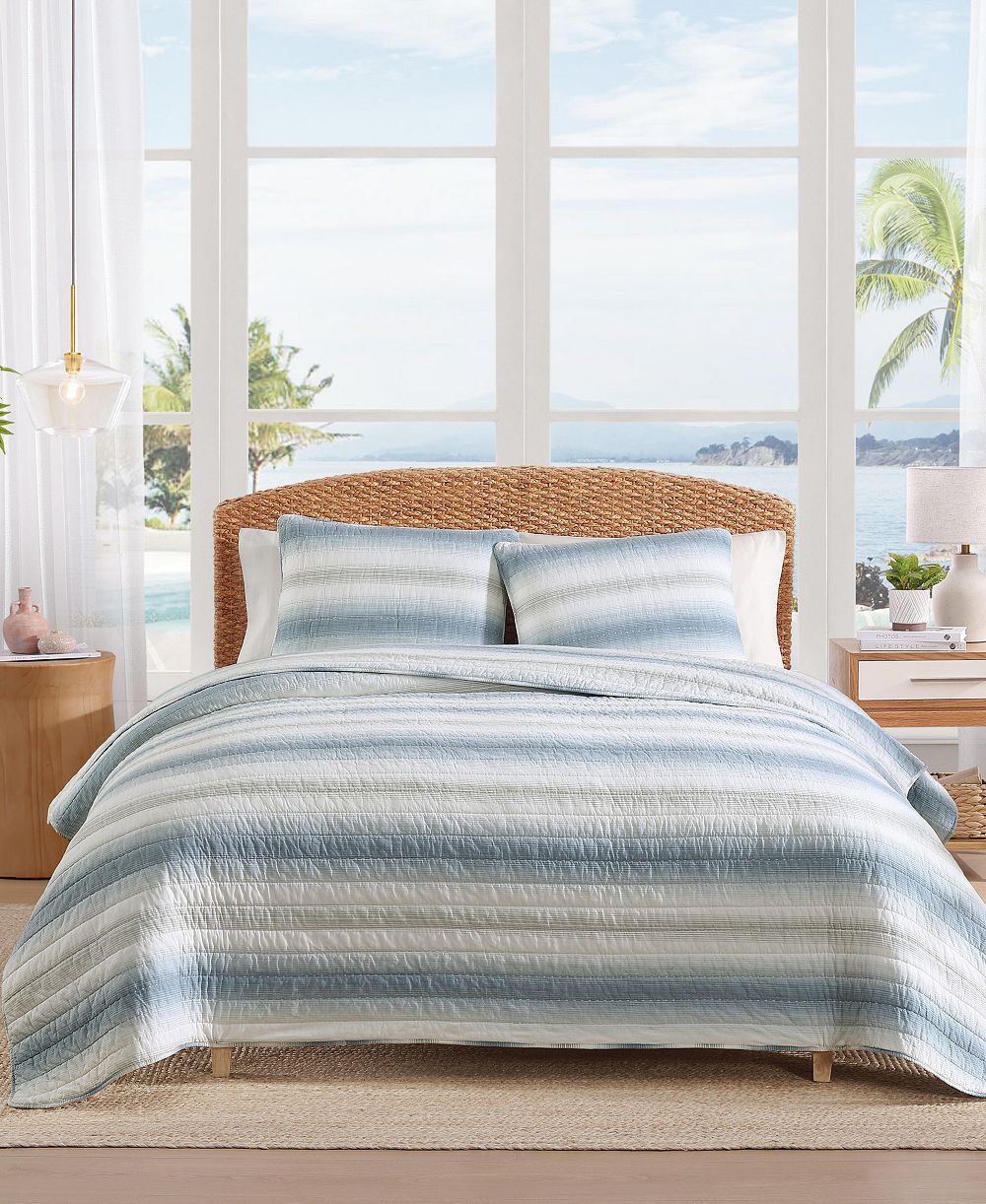 Tommy Bahama Home Реверсивный комплект из 3 предметов для застила Prima Island Stripe, Full/Queen
